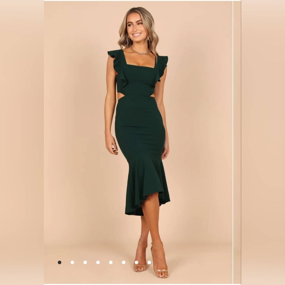 YVONNE HI LO MIDI DRESS - EMERALD
